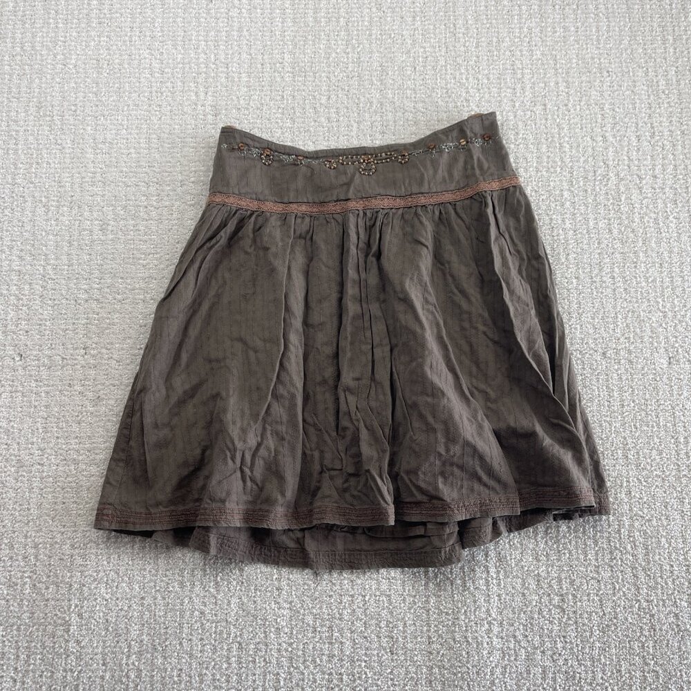 Roxy Beaded Mini Skirt Coastal Cowgirl Boho Flowy Romantic Festival Surfer Sz 9